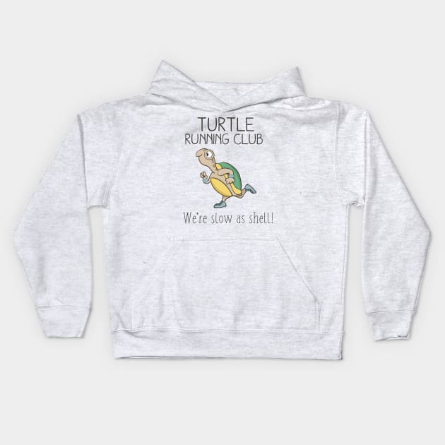 Turtle Running Club, Funny Turtle Running Kids Hoodie by Dreamy Panda Designs